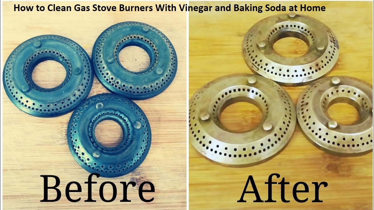 Before and After of clean gas stove burner heads