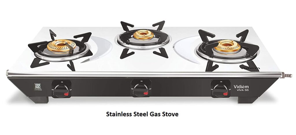 Vidiem Gas Stove S3 179 A Viva (Silver & Black) | 3 Burner Stainless Steel | ISI Certified | Manual Ignition | 5 Years Warranty